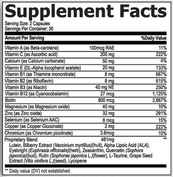 Xetina 20 Supplement Fact